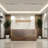 Vintage Rectangular Front Desk with LED Light Strip and Versatile Storage Solutions