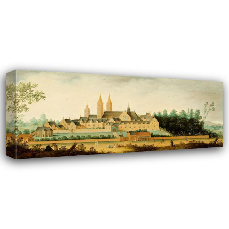 "Vue de l'abbaye d'Egmond-Binnen" par Claes Jacobsz. «Van Der Heck», toile tendue avec châssis, H 40 po x l 28 po