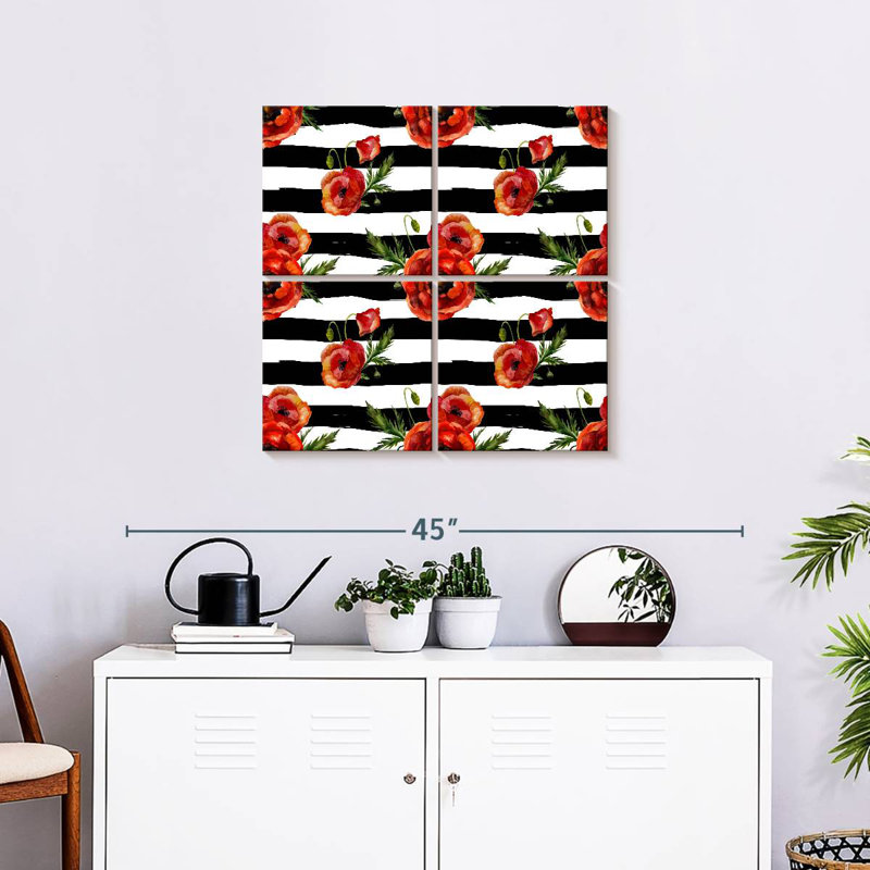 Harnek Poppy Flowers Stripes, 26" H x 26" W