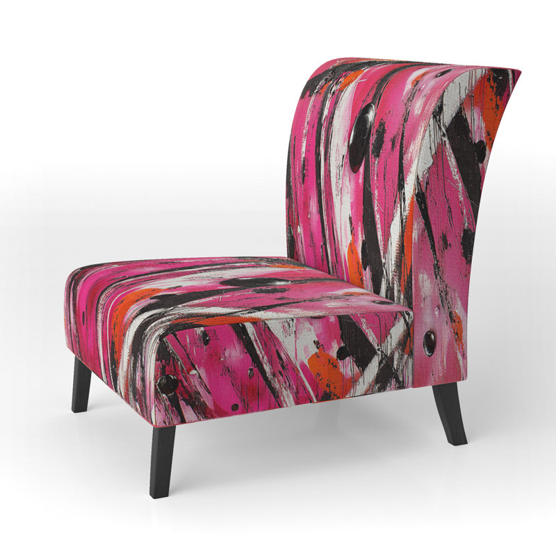 Fauteuil de chambre moderne rembourré en velours Brechta Vibrant Curve Design II, Rose / Orange