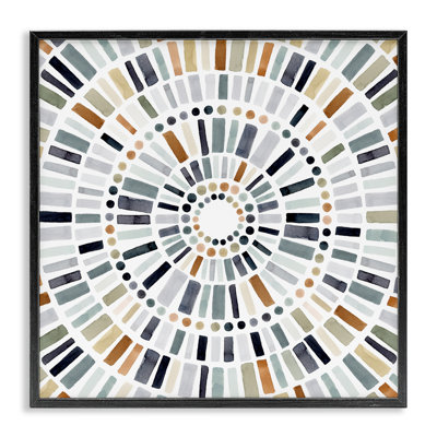 Illustration abstraite de motif de cercle de mosaïque rustique par Victoria Barnes - impression