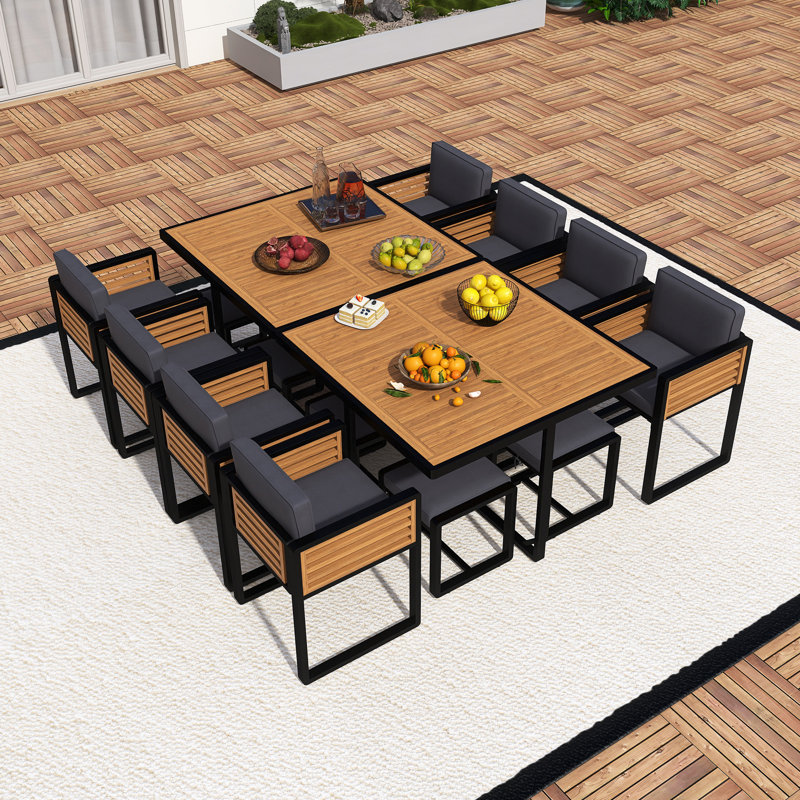 18-Pieces Acacia Wood Patio Dining Set