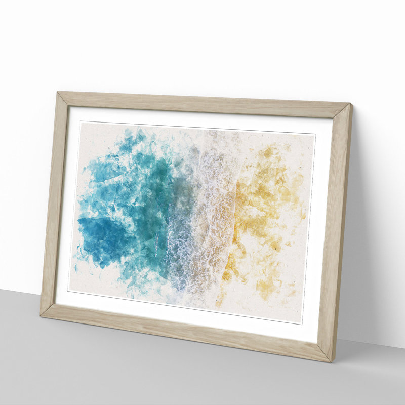Palm Coast Beach in Florida - Framed Print, 24cm H x 33cm W x 2cm D, Oak Framed