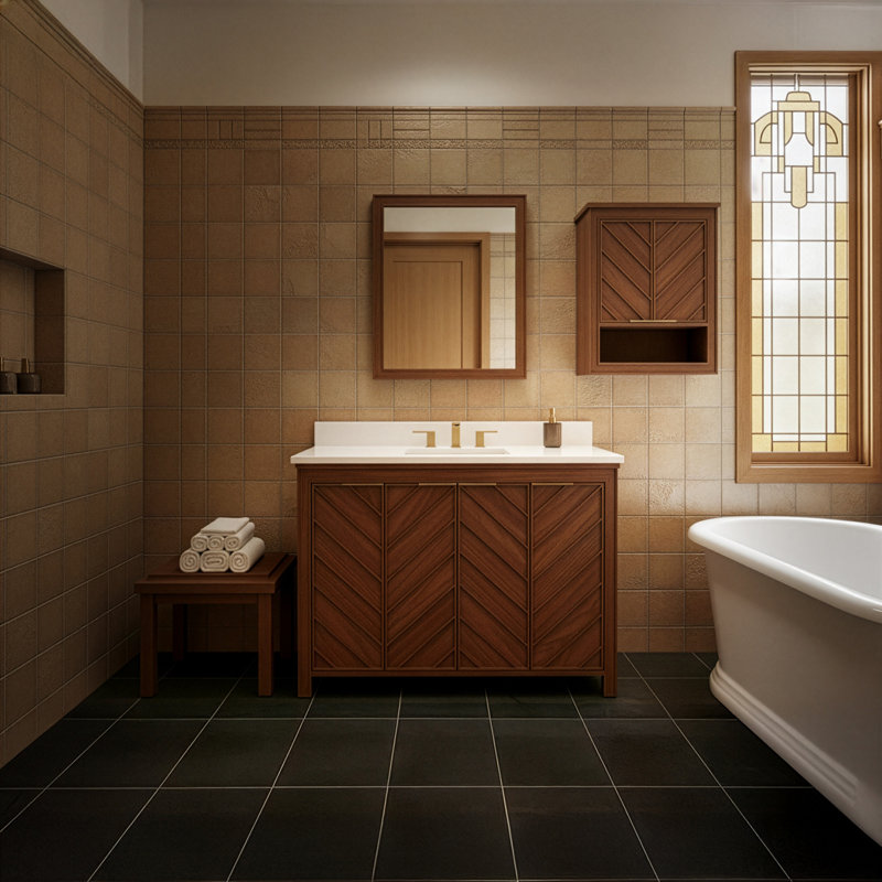 FLW Pregression 36 Wood Sink Vanity, 36