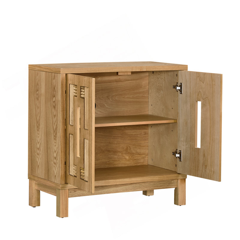 Buffet 31,5 po Mid Century Modern, Natural Wood