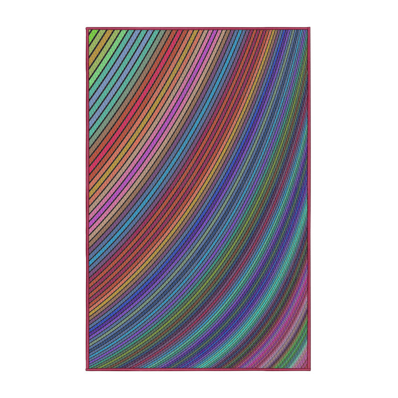 Tapis rouge/bleu/vert tissé à la machine, Rectangle 2 pi x 4 pi