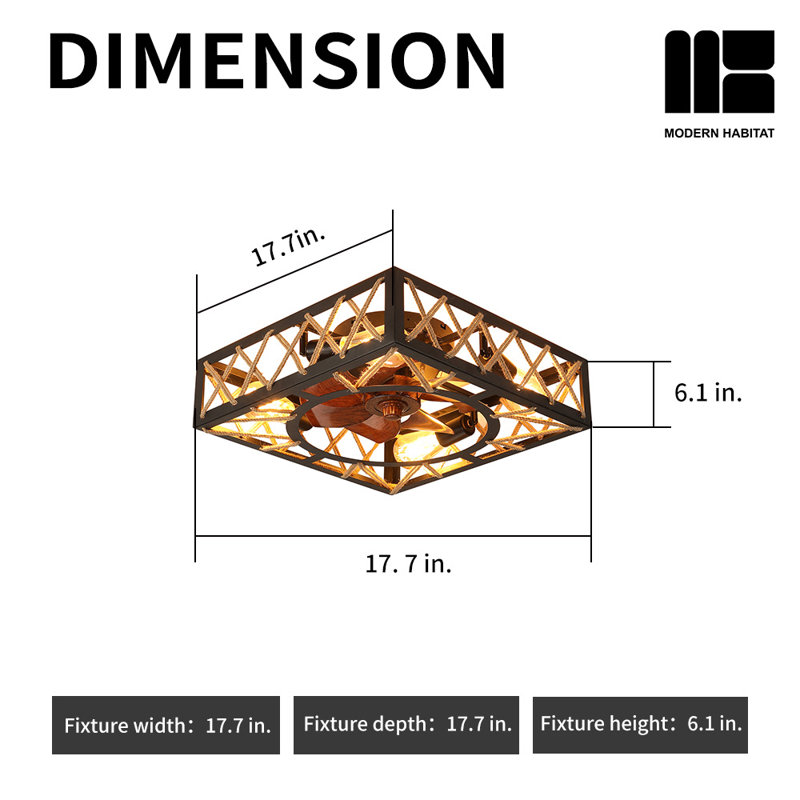 Ventilateur de plafond 19,7 po avec ensemble d'éclairage