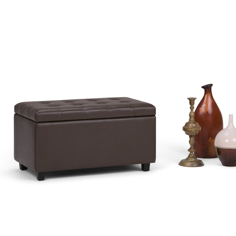Cosmopolitan Chocolate Brown Tufted Faux Leather Storage Ottoman