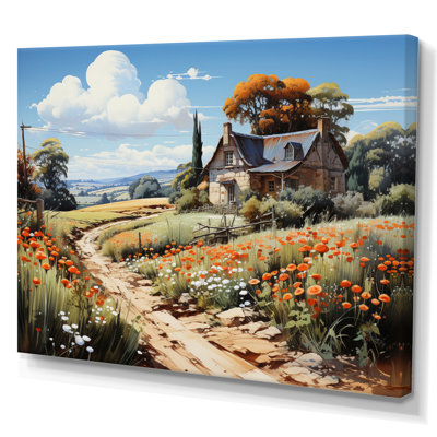 Countryside Cottage Garden In I - Landscapes Canvas Art Print
