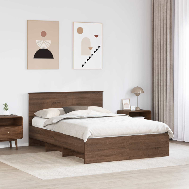Bed, European Double (140 x 200 cm), Brown Oak