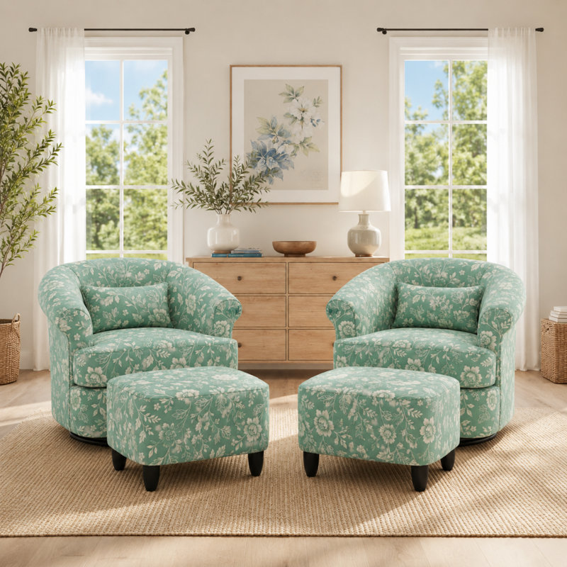 Fauteuil d'appoint Kepner, Green Linen, Black