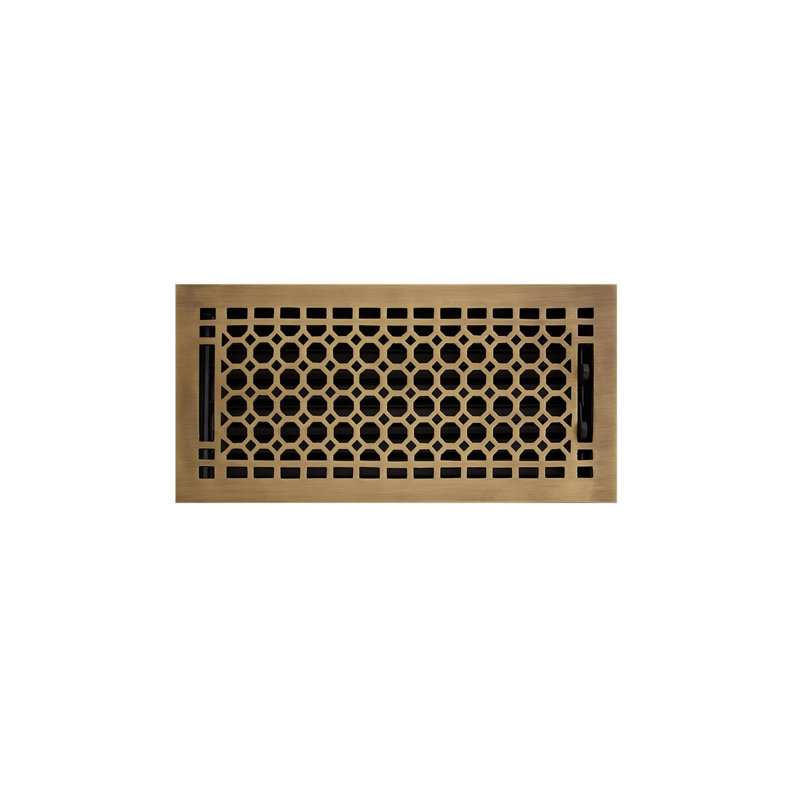Honeycomb Brass Floor Register, Antique Brass