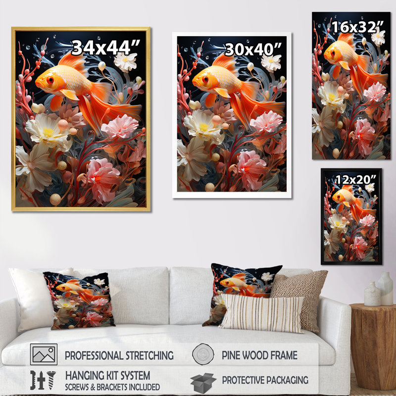 Minimalisme, aquariums, poisson, aquarium, impressions d'art mural_106437, Cadre photo blanc, H 44 po x l 34 po x P 1,5 po
