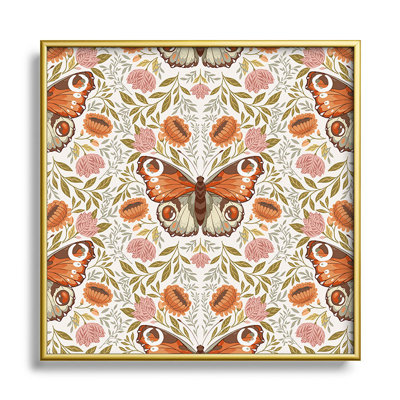 «Morris Inspired Butterfly I», peinture sur verre encadrée