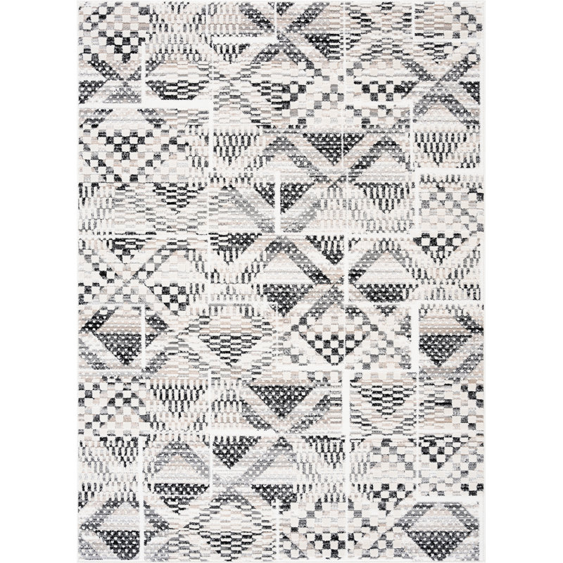 Mair John Contemporary High-Low Abstract Black Indoor Area Rug, Rectangle 5' 3" x 7' 3"