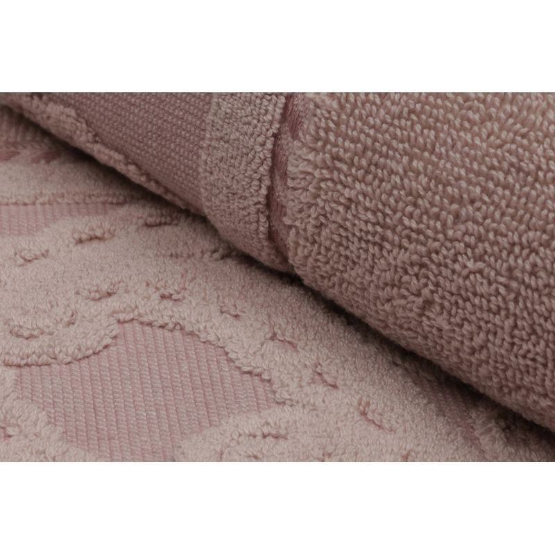 Ensemble de serviettes 100% coton 2 pièces Leshara, Rose cendré / beige