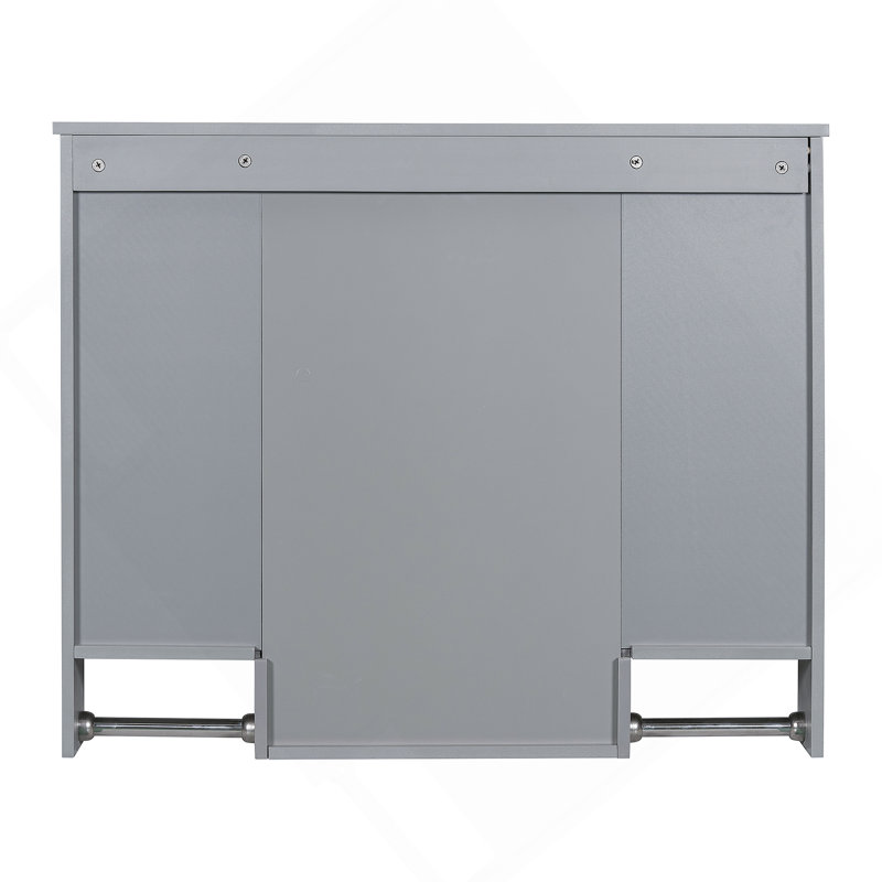 Armoire à pharmacie murale avec barre à serviettes 35 po x 28 po, Gris