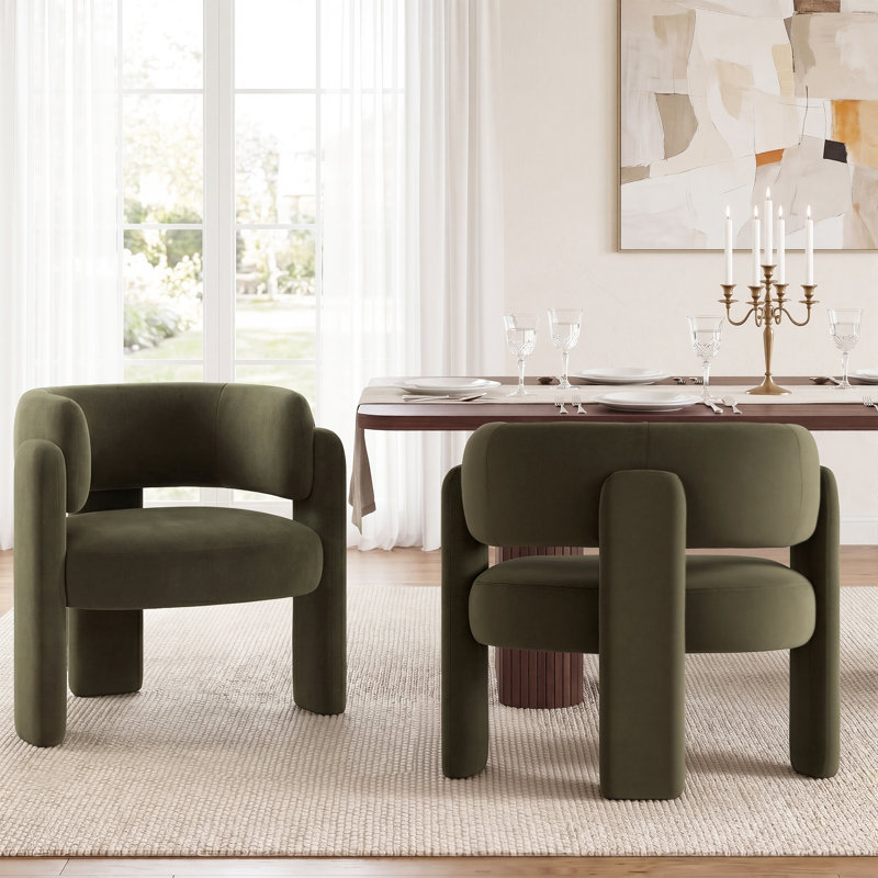 Fauteuil de baril en velours, Vert