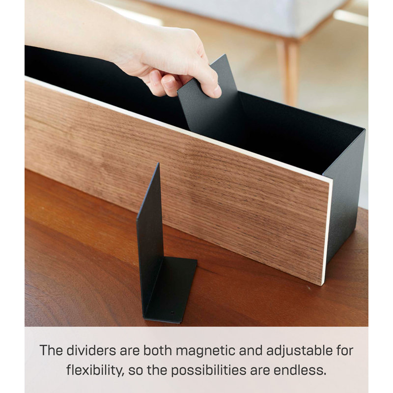 Large Walnut and Steel Desk Organizer with Dividers
