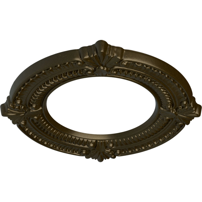 Endurathane Benson Ceiling Medallion, 11 1/8"OD x 6 1/8"ID x 5/8"P (Fits Canopies up to 6 1/8"), Hand-Painted Green Gold Finish