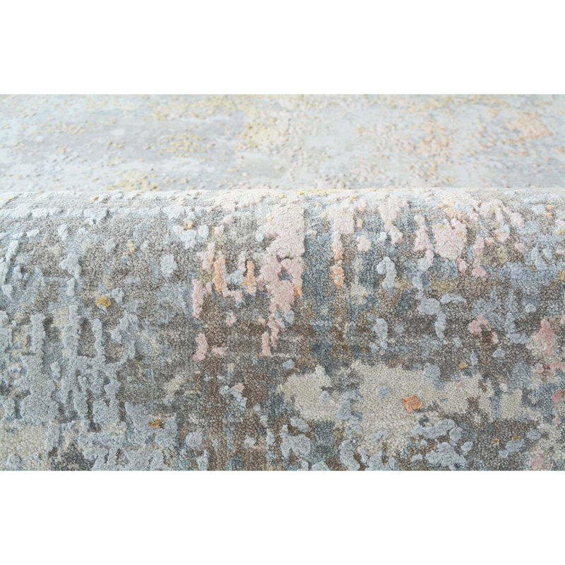 Hand Knotted Abstract Area Rug, Rectangle 4' x 6'