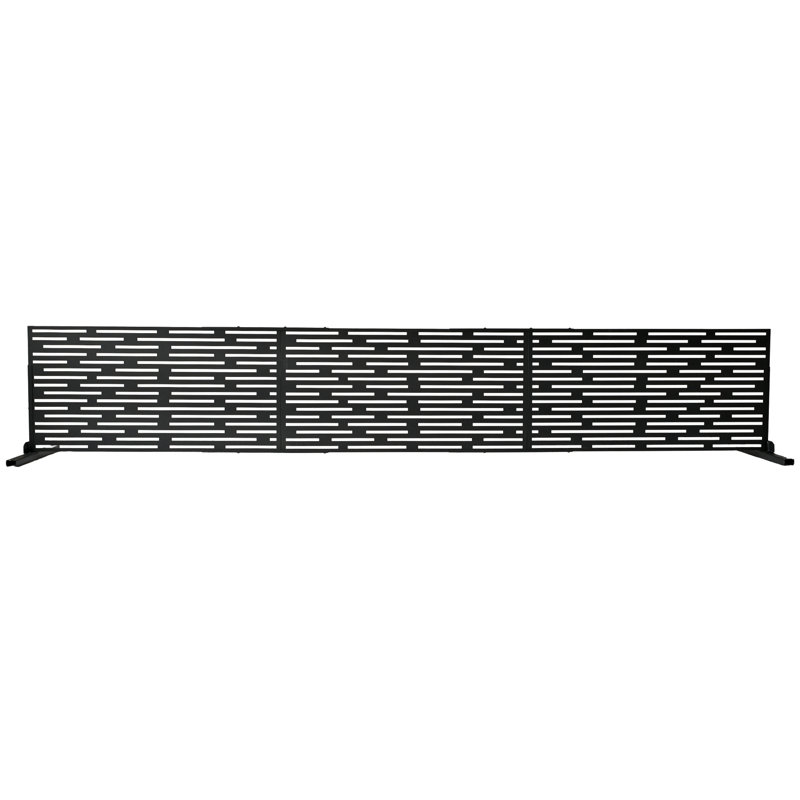 Paravent autoportant en métal 6 pi x 4 pi, Noir, Forme de la ligne