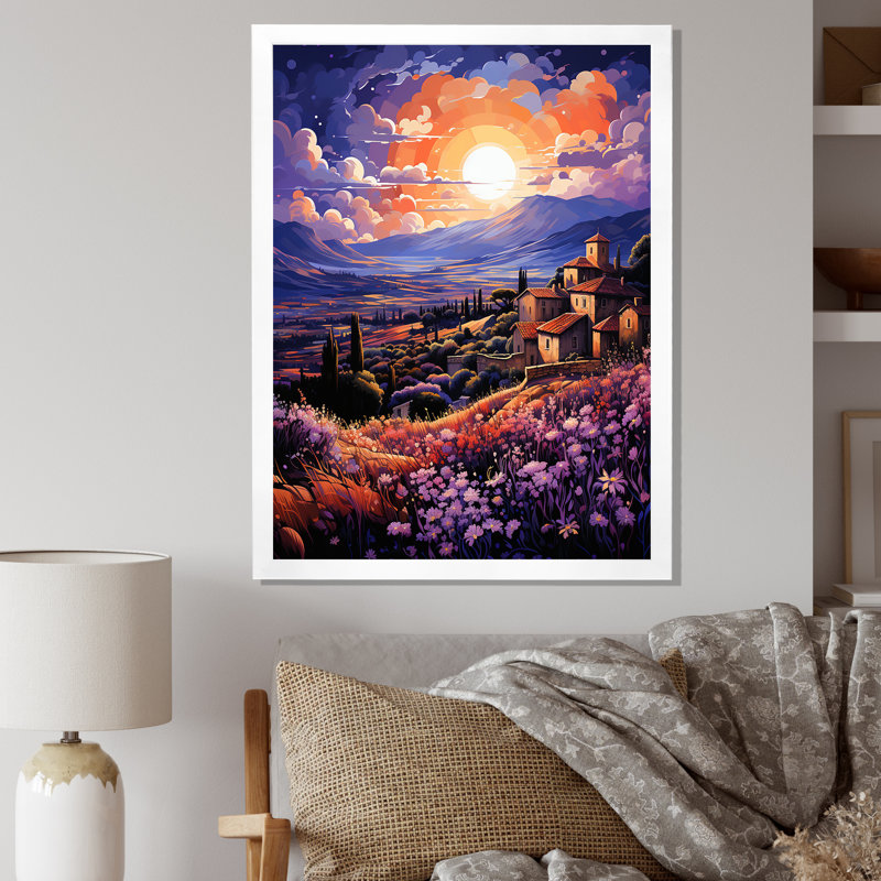 Espagne, champs de lavande I - art mural sur toile florale, Cadre photo blanc, H 32 po x l 24 po x P 1 po