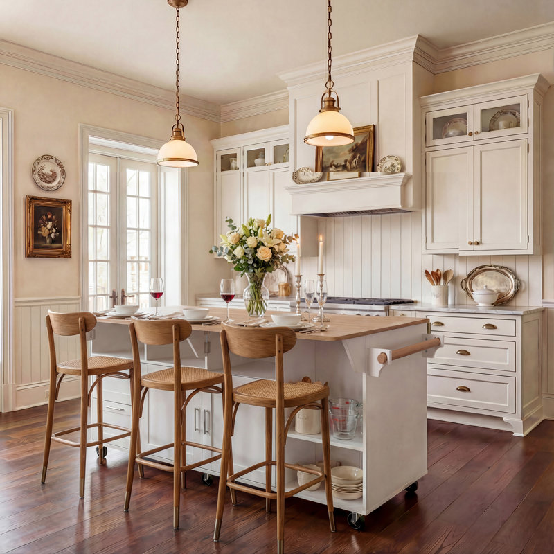63"W  Kitchen Island With Leaf