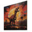 Red And Yellow Dinosaur Sunset III - Dinosaur On Wood Print-867744056