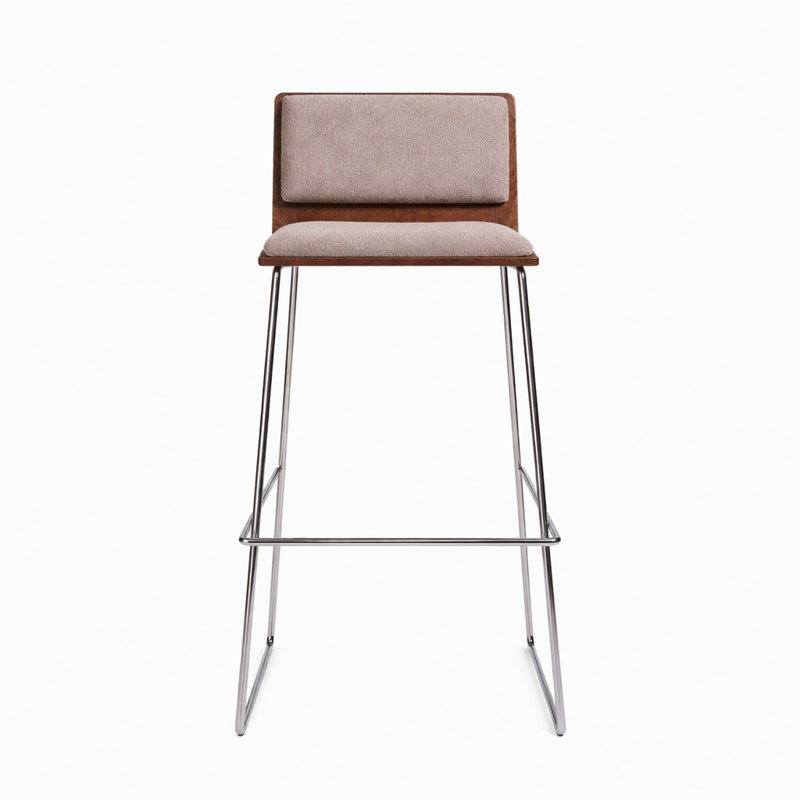 Tabourets Corona, Chrome chrome, Tissu café fumé, Tabouret de bar (siège d'une hauteur de 29 po)