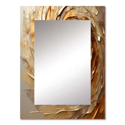 Brown Gilded Mocha Spiral - Abstract Spirals Decorative Wall Mirror, Brown Large Mirror, Printed Metal Art