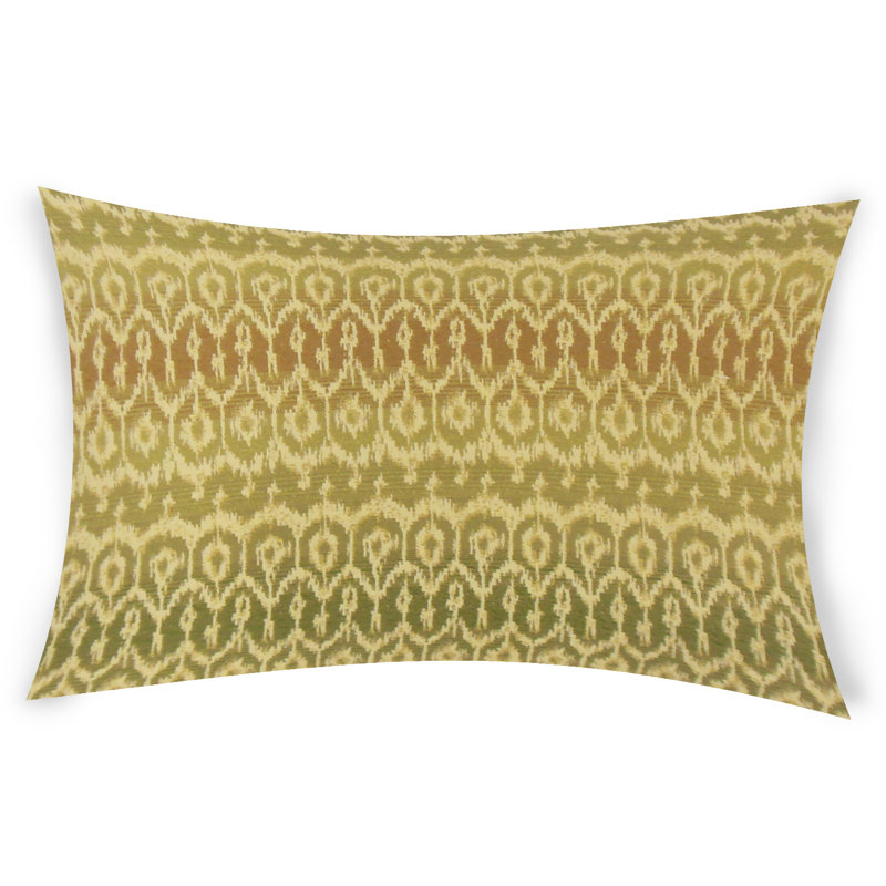 Ikat Feather Reversible Throw Pillow, 14" x 36", Green