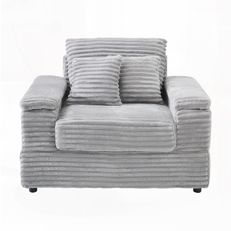 Canapé simple en velours côtelé 43,3 po, Velours côtelé gris