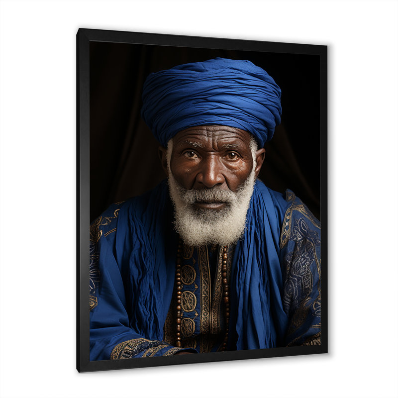 Portrait arabe berbère dans l'atlas I, H 32 po x l 16 po x P 1 po, Cadre simple noir