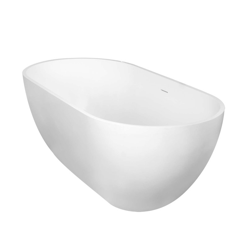 Baignoire autoportante en pierre artificielle 59 po, Blanc mat