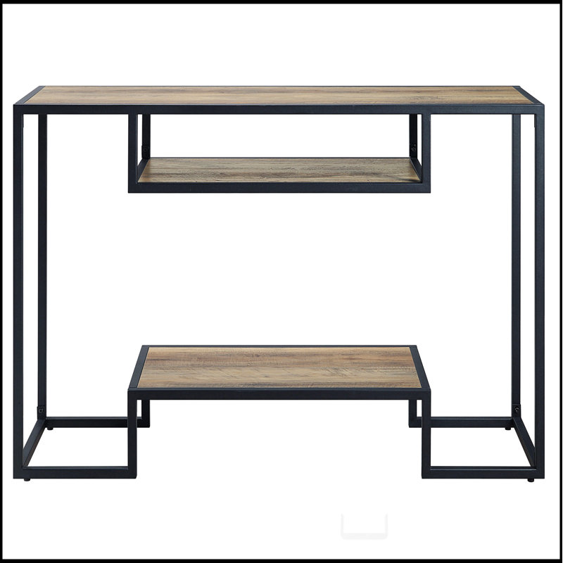 Rustic Oak and Console Table with 2 Shelves