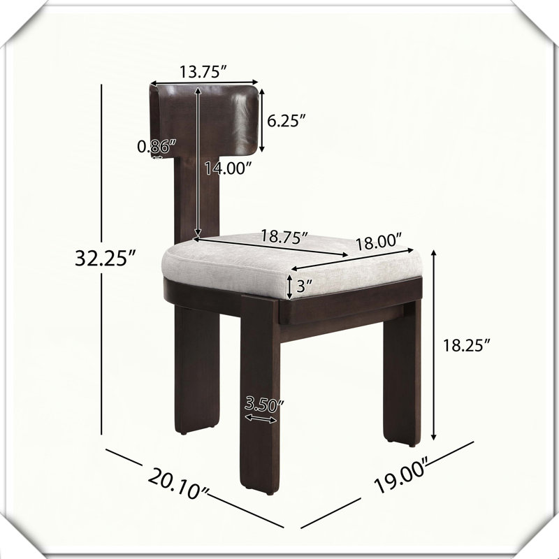 Chaise de salle à manger d'appoint en bois 2 pièces en bois d'hévéa robuste, Marron foncé