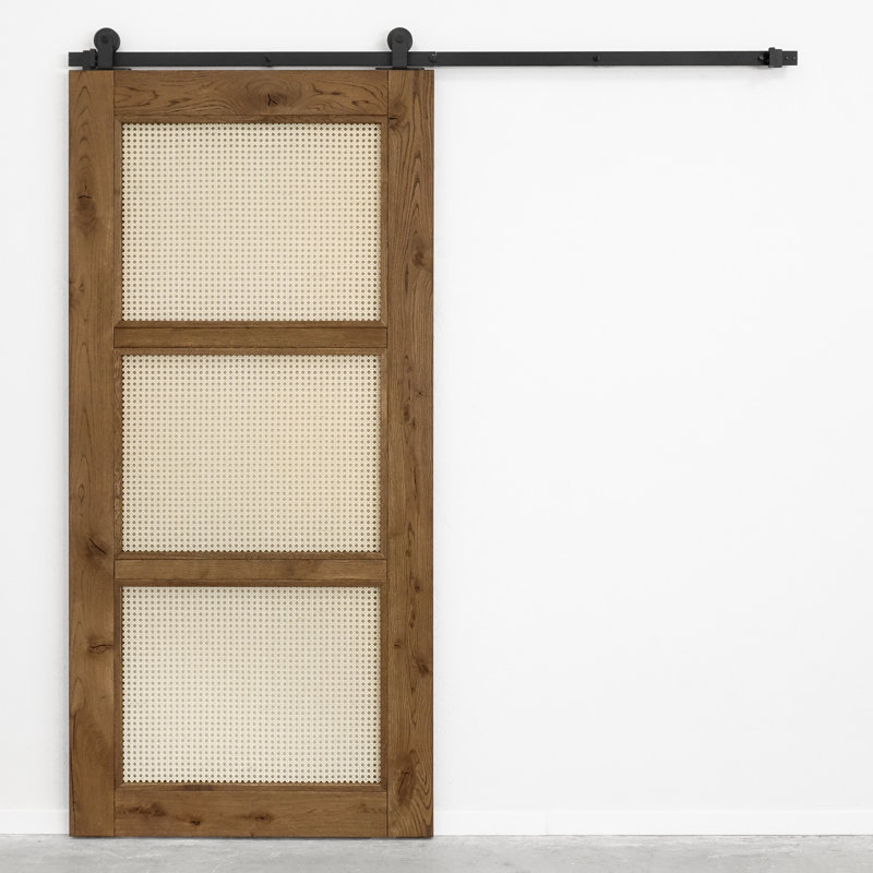 Aloizas Oak with Rattan Barn Door, Brown
