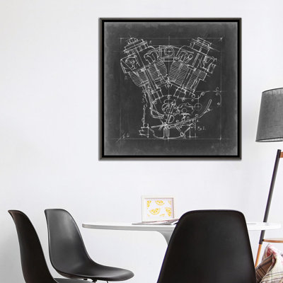 " Motorcycle Engine Blueprint I " by Ethan Harper