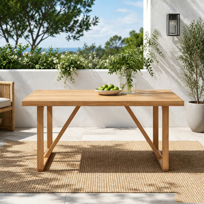 Table de salle à manger extérieure en bois d'acacia pour terrasse et jardin