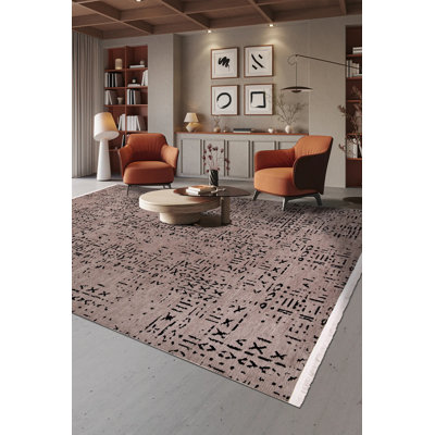 Tapis noir en polyester moderne antidérapant Luxia facile à nettoyer