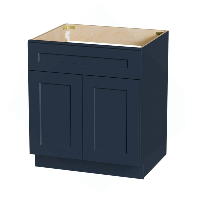 Armoire de cuisine, bleu marine, bois massif, H 34,5 po x l 33 po x P 24 po