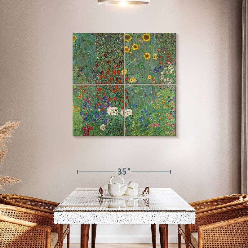 Harnek Farm Garden avec tournesols 1907, H 38 po x l 38 po