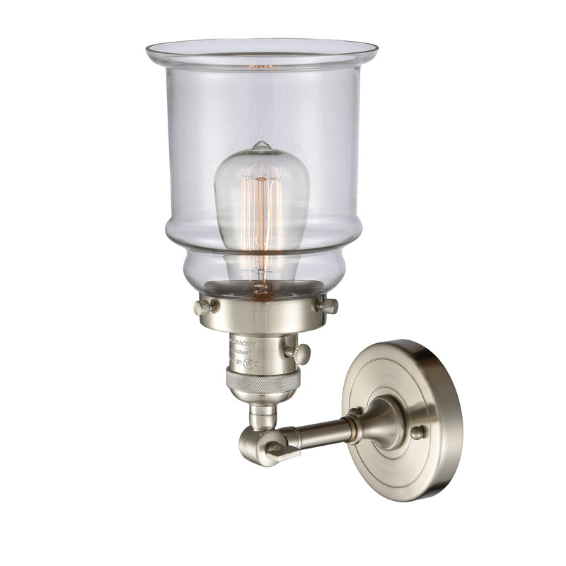 Galaviz Armed Sconce, Clear, 3.5 Watt Vintage LED Bulb, Brushed Satin Nickel