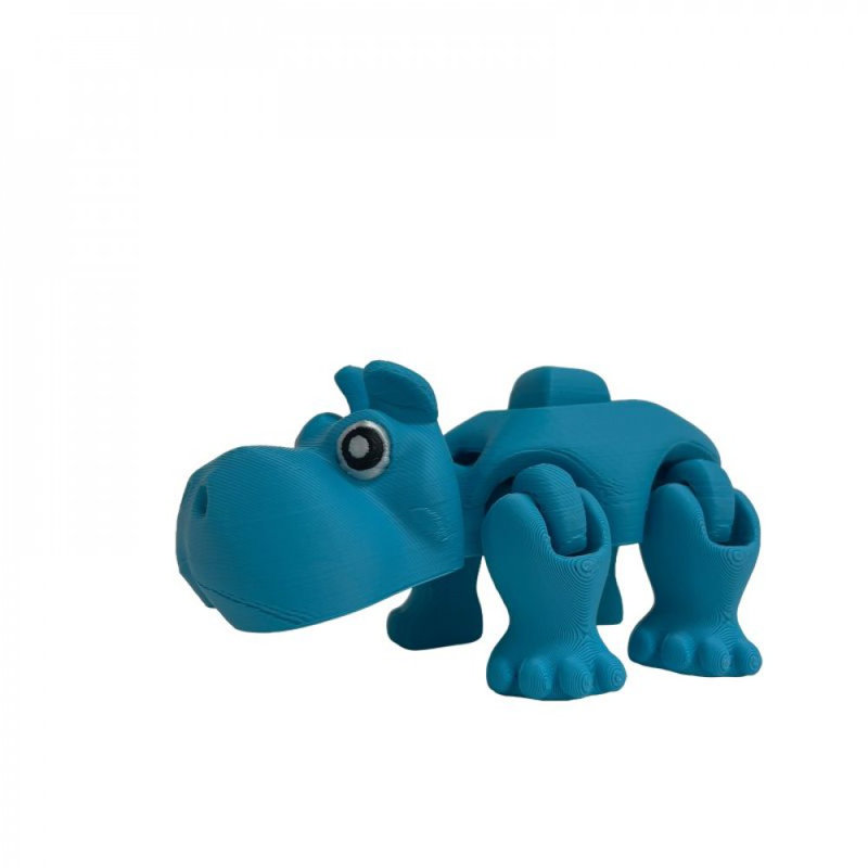 Figurine hippopotame en 3D imprimée en 3D, Bleu