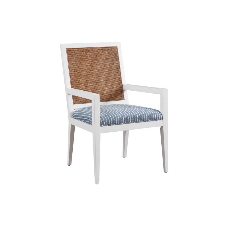 Laguna 19'' H Cotton Blend Upholstered Armchair, White, White/Blue