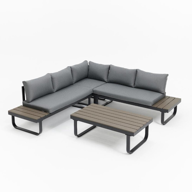 Biancca Wicker 5 - Person Garden Lounge Set with Cushions, Grey/Brown