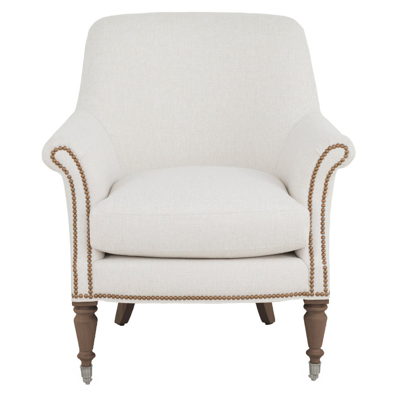 Upholstered Armchair, Almond Buff, Small Brass, 1130 Pottery