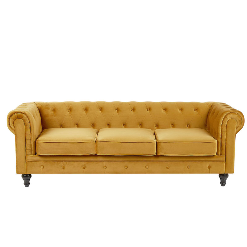 Camron 2 Piece Velvet Standard Living Room Set, Yellow
