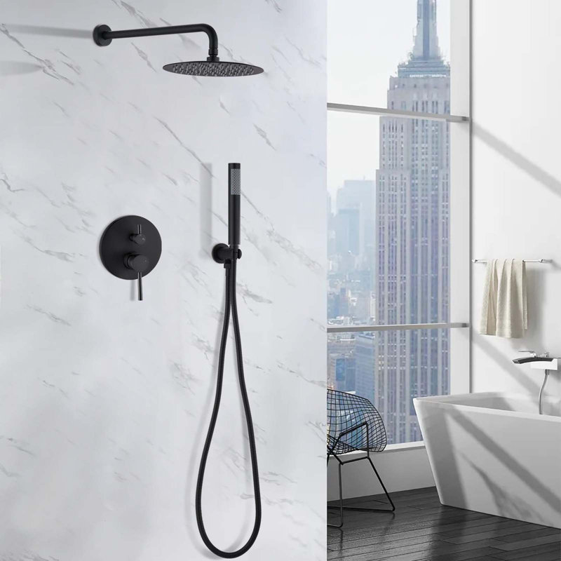 Complete Shower System with Rough in-Valve, Matte Black